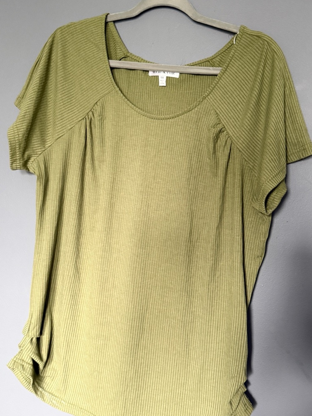 Universal Thread Olive Green Ribbed Scoop Neck Top